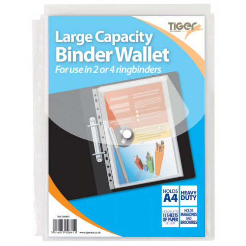 Pack of 5 A4 Large Capacity Ring Binder Wallets