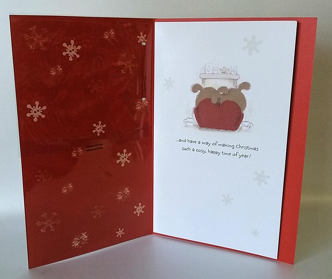 For Mum And Dad Adorable Couple Woof Christmas Card
