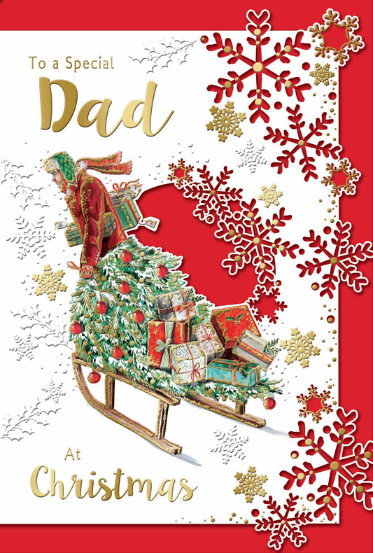 To a Special Dad Gifts On Sleigh Design Christmas Card