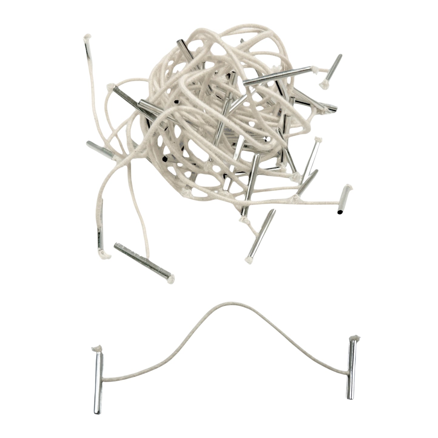 Pack of 1000 Elastic White 125mm Metal End Treasury Tags