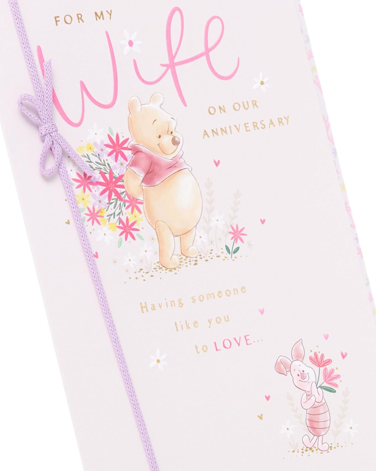 Disney Winnie the Pooh Soft Pink Design Wife Wedding Anniversary Card