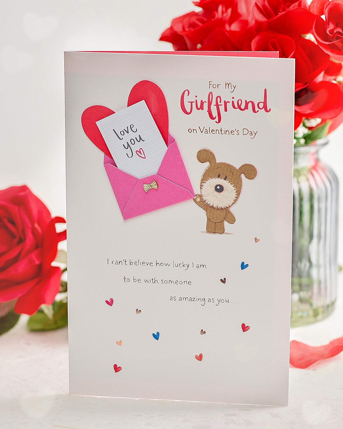 For Girlfriend Cute Lots of Woof Dog Valentine's Day Card
