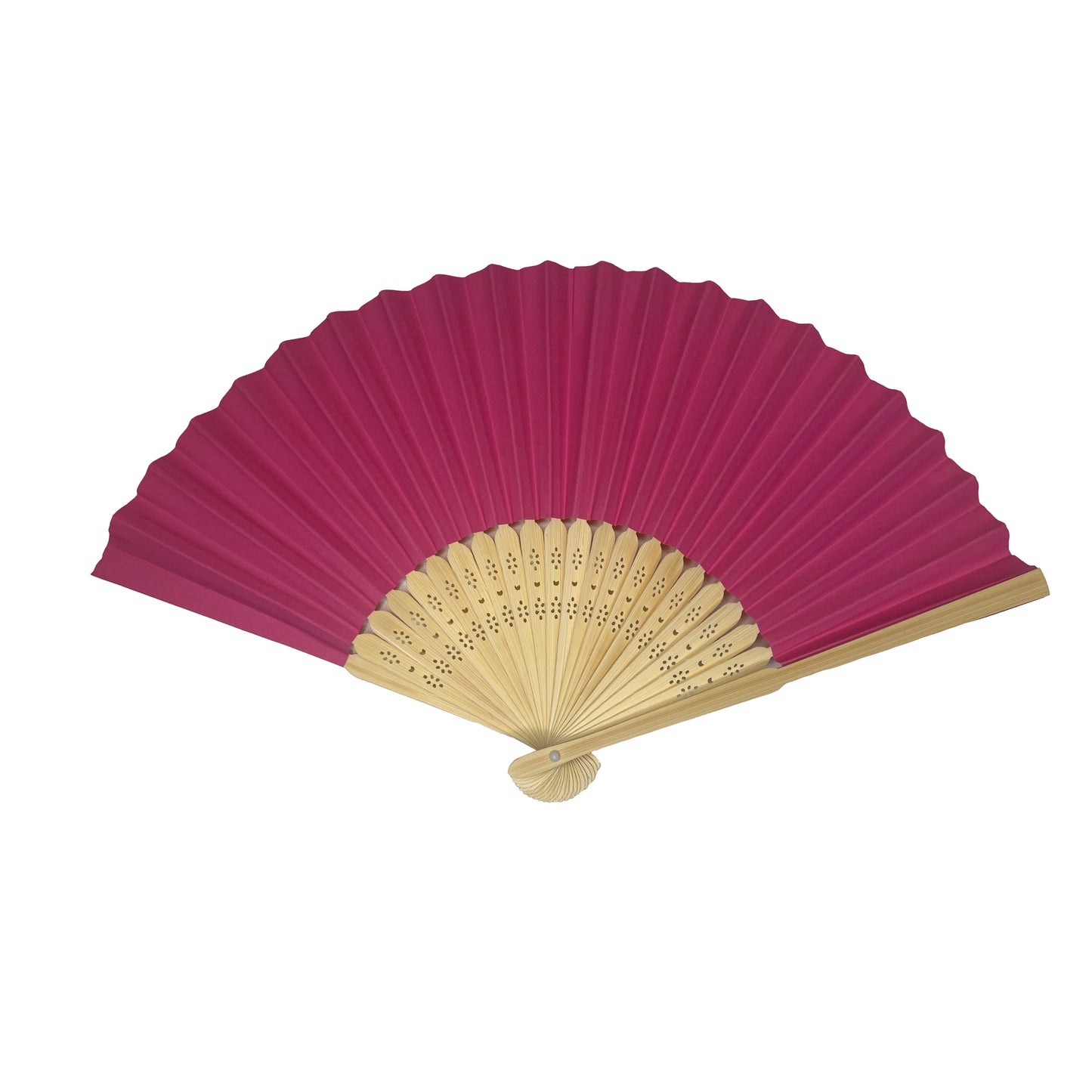 Pack of 500 Dark Pink Paper Foldable Hand Held Bamboo Wooden Fans by Parev