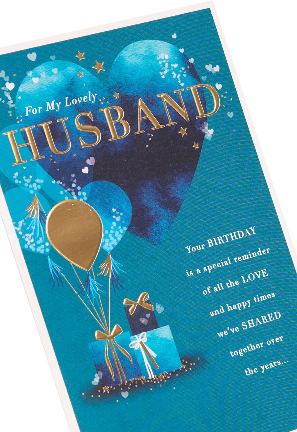 Husband Birthday Card Blue Heart Design 