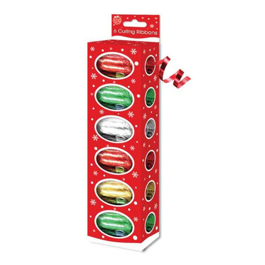 Pack of 6 Christmas Ribbon Eggs Traditional Colours