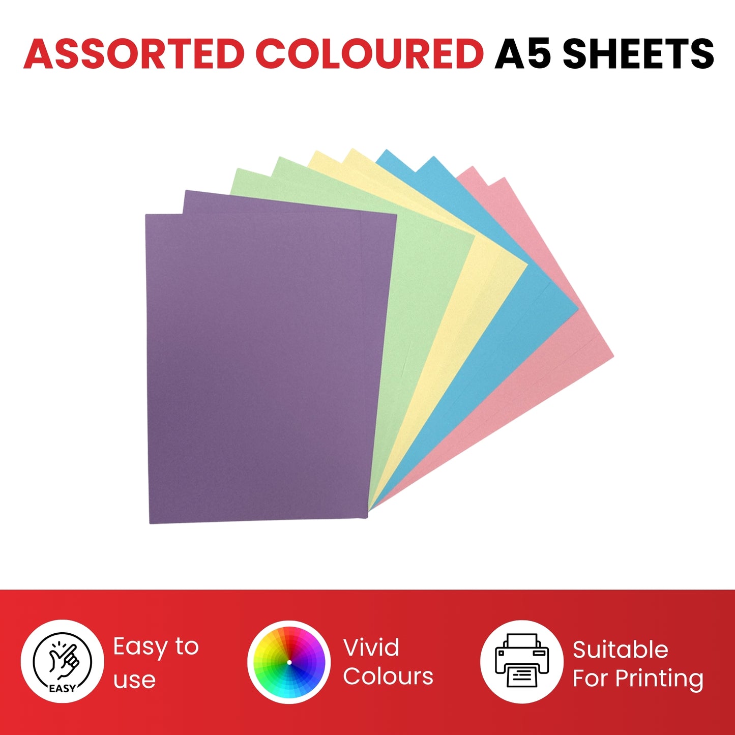 Pack of 4000 A4 Assorted Pastel Coloured Card 160gsm Sheets