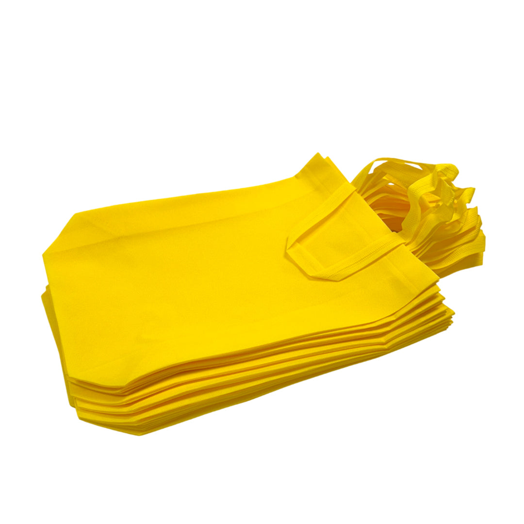 Pack of 100 Yellow Coloured 35x41x12cm Non-Woven Bags with Handle