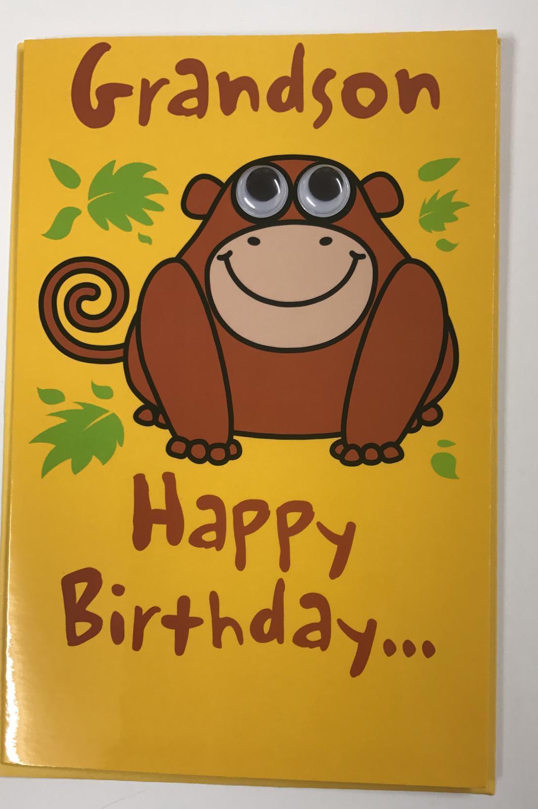 Cheeky Monkey Grandson Birthday Card