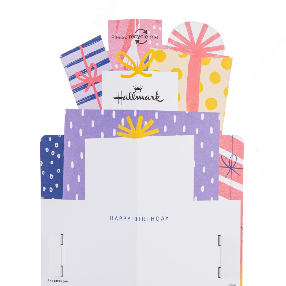 3D Pop-Up Pink Stack of Presents Design Birthday Card