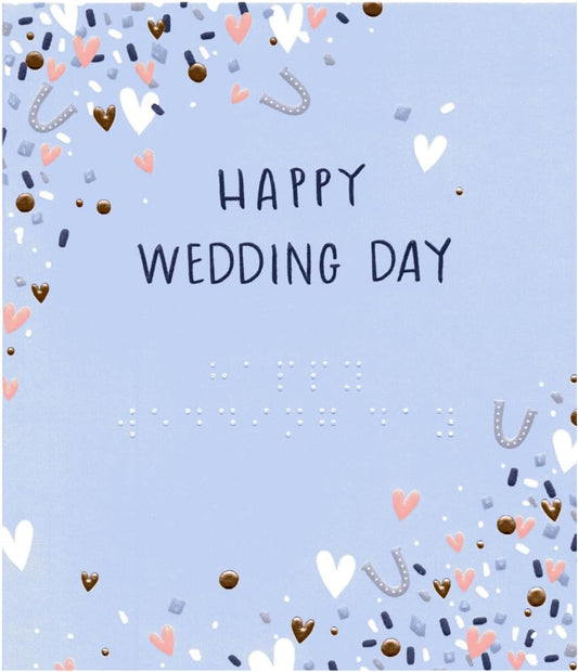 Happy Wedding Day Card With Braille Lettering