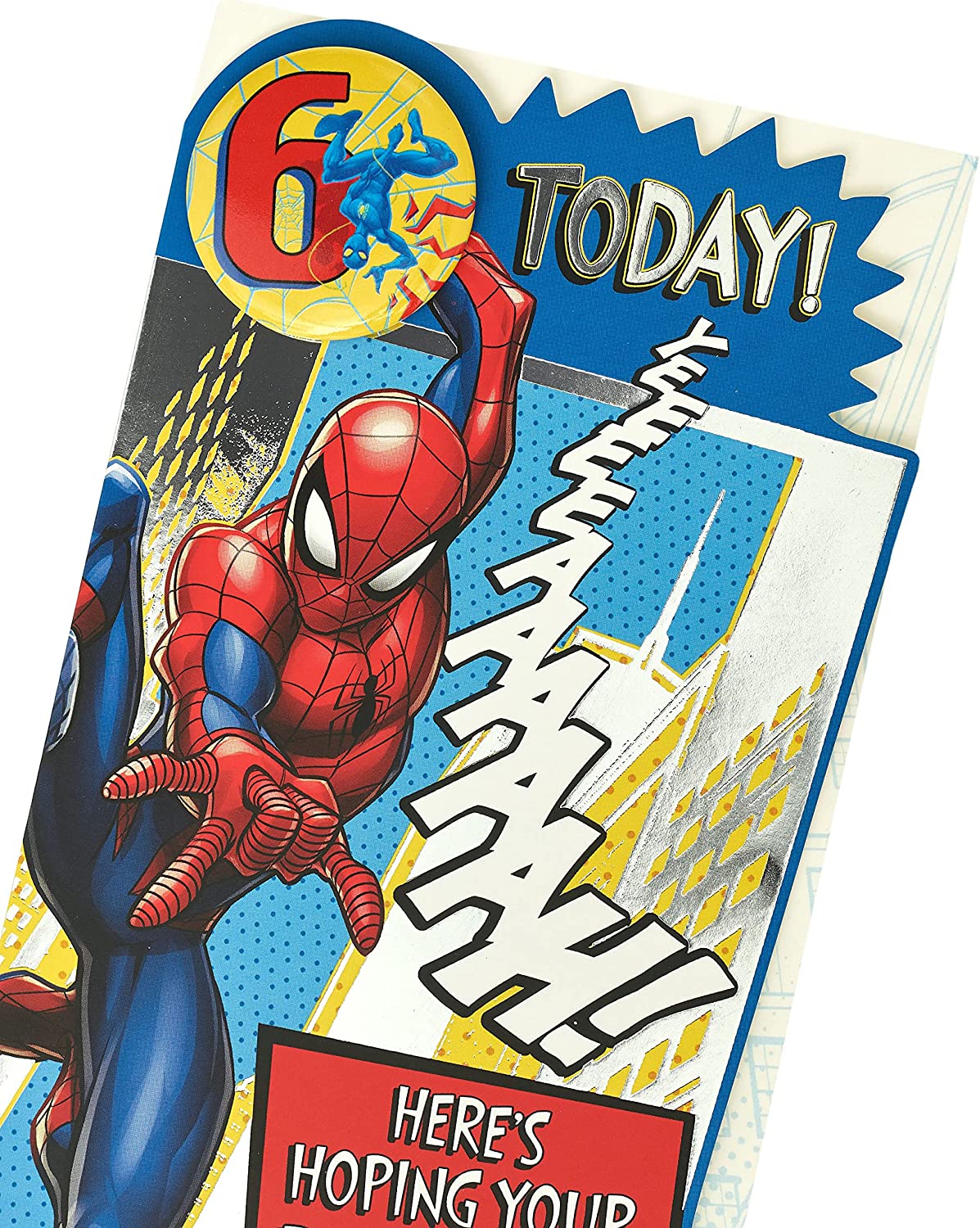 Marvel Spider Man 6th Birthday Card with Badge