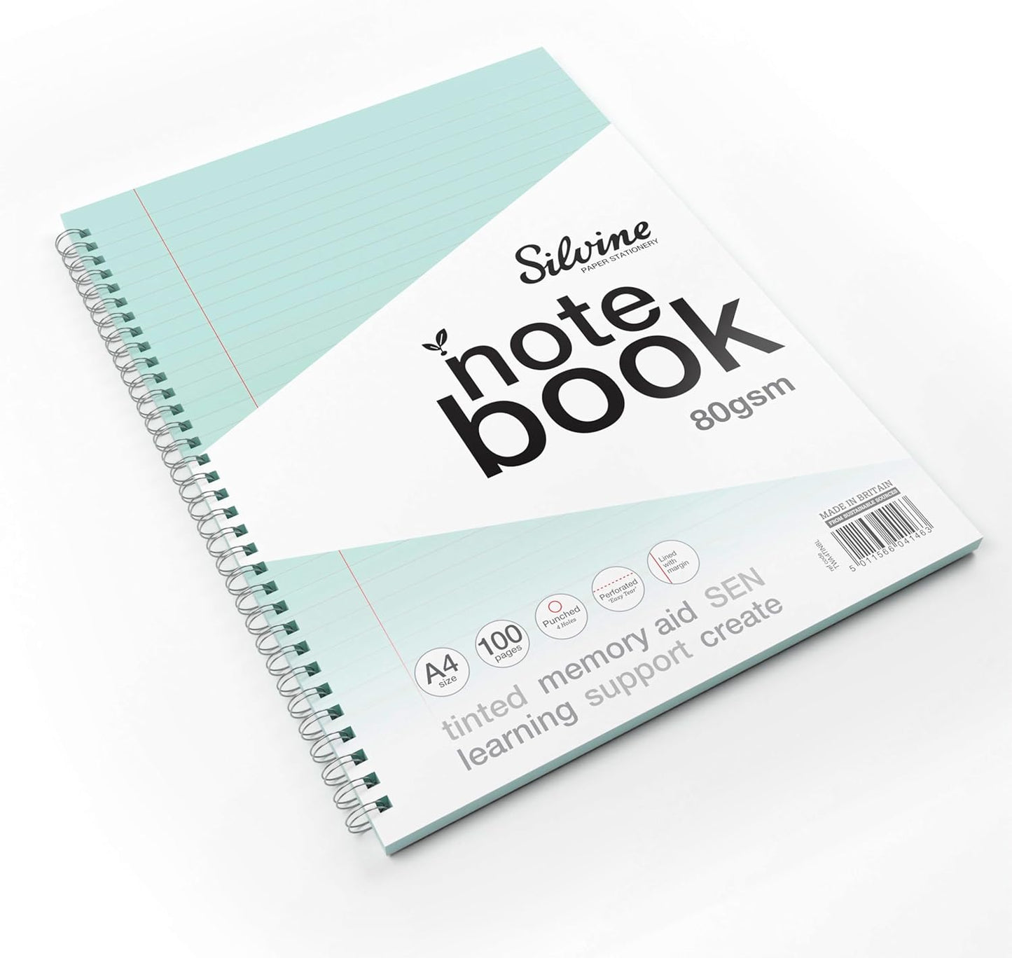 A4+ 100 Pages Twin Wire SEN Blue Paper Dyslexia Notebook - Lined with Margin
