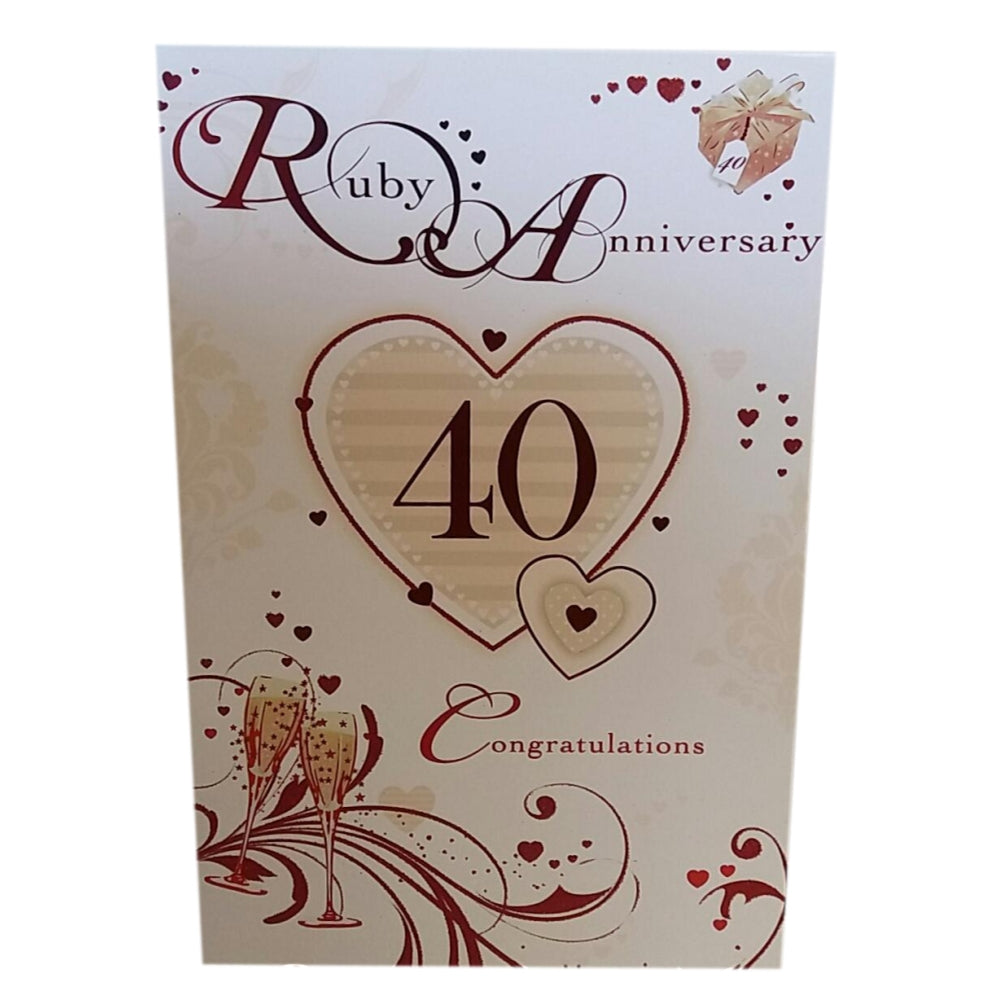 Heart Design Ruby 40th Anniversary Card