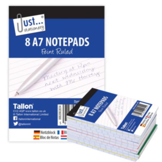Pack of 8 A7 Feint Ruled Notebooks