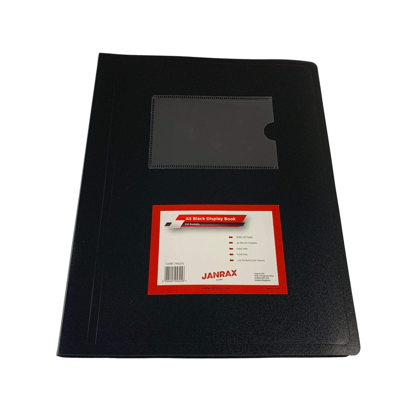 Pack of 5 A5 100 Pocket Black Flexible Cover Display Books