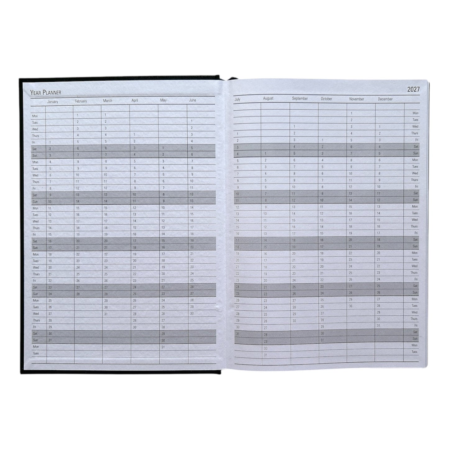 Janrax 2027 A5 Day Per Page Burgundy Desk Diary