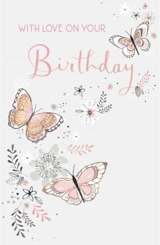 Female General Birthday Card Butterflies and Flowers