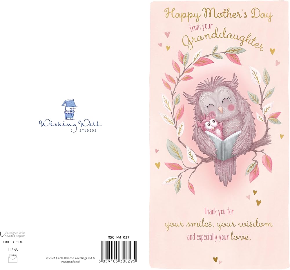 Owls Hugging From Granddaughter Mother's Day Card