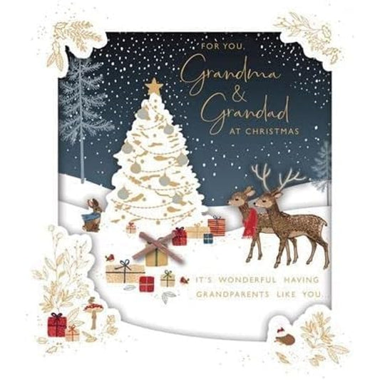 Grandma & Grandad Christmas Card Beautiful Decorative Cut Out Design 