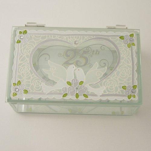 Glass Jewellery Box, Trinket Box, 25th Silver Anniversary