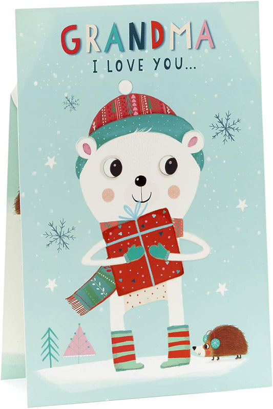 Grandma I Love You Cute Polar Bear Design Pop Christmas Card 