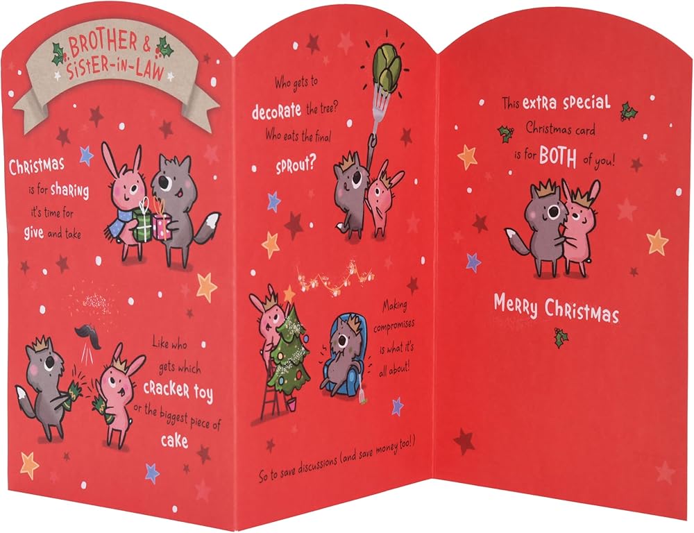 Fun Animals Design Brother & Sister In Law Christmas Card