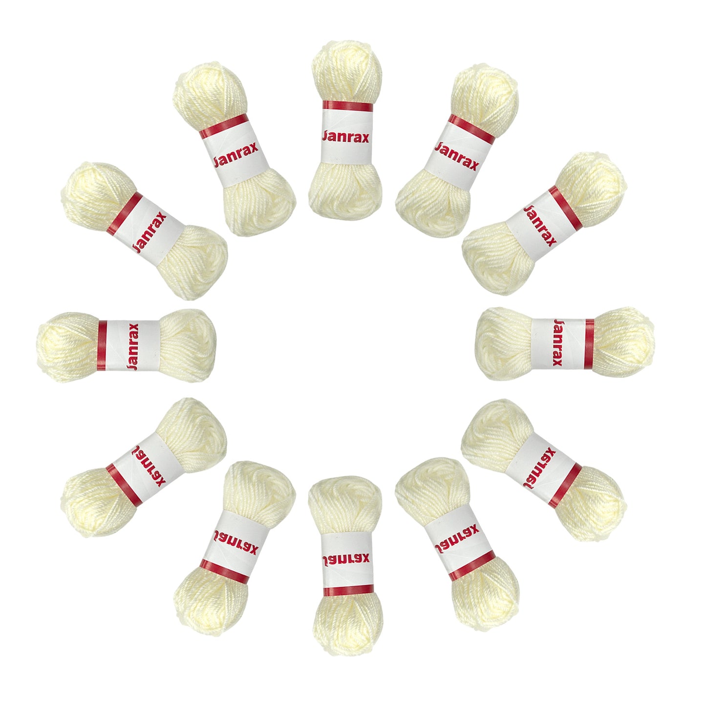 Pack of 10 Off White Acrylic Yarn Rolls – 10g each, 4 Strand 8 Ply Knitting Wool