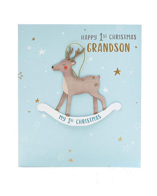Grandson's First Christmas Card Reindeer