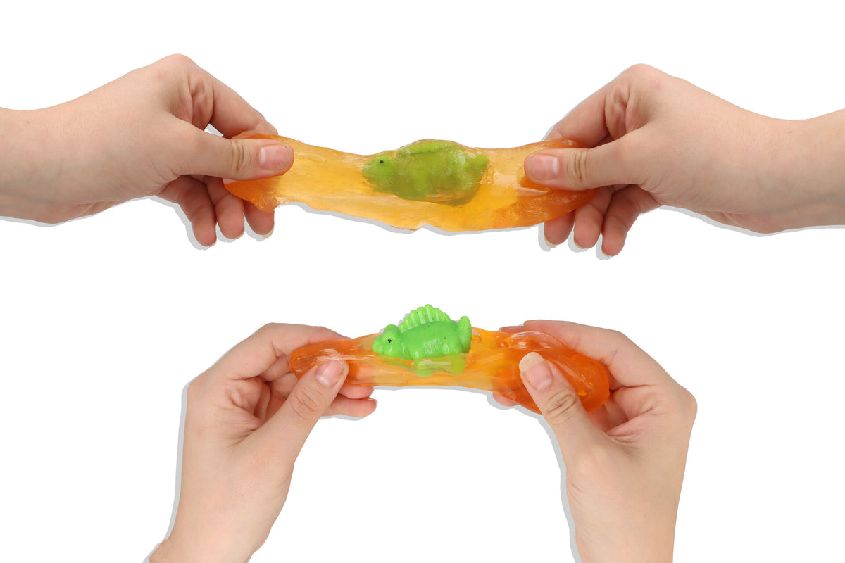 Pack of 12 Dinosaur Eggs with Squishy Baby Dinosaur in Slime