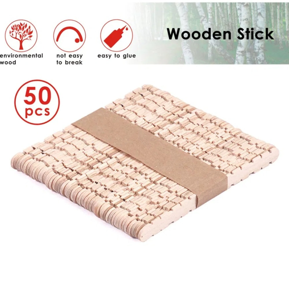 Pack of 50 Natural Colour Wooden Craft Creating Sticks