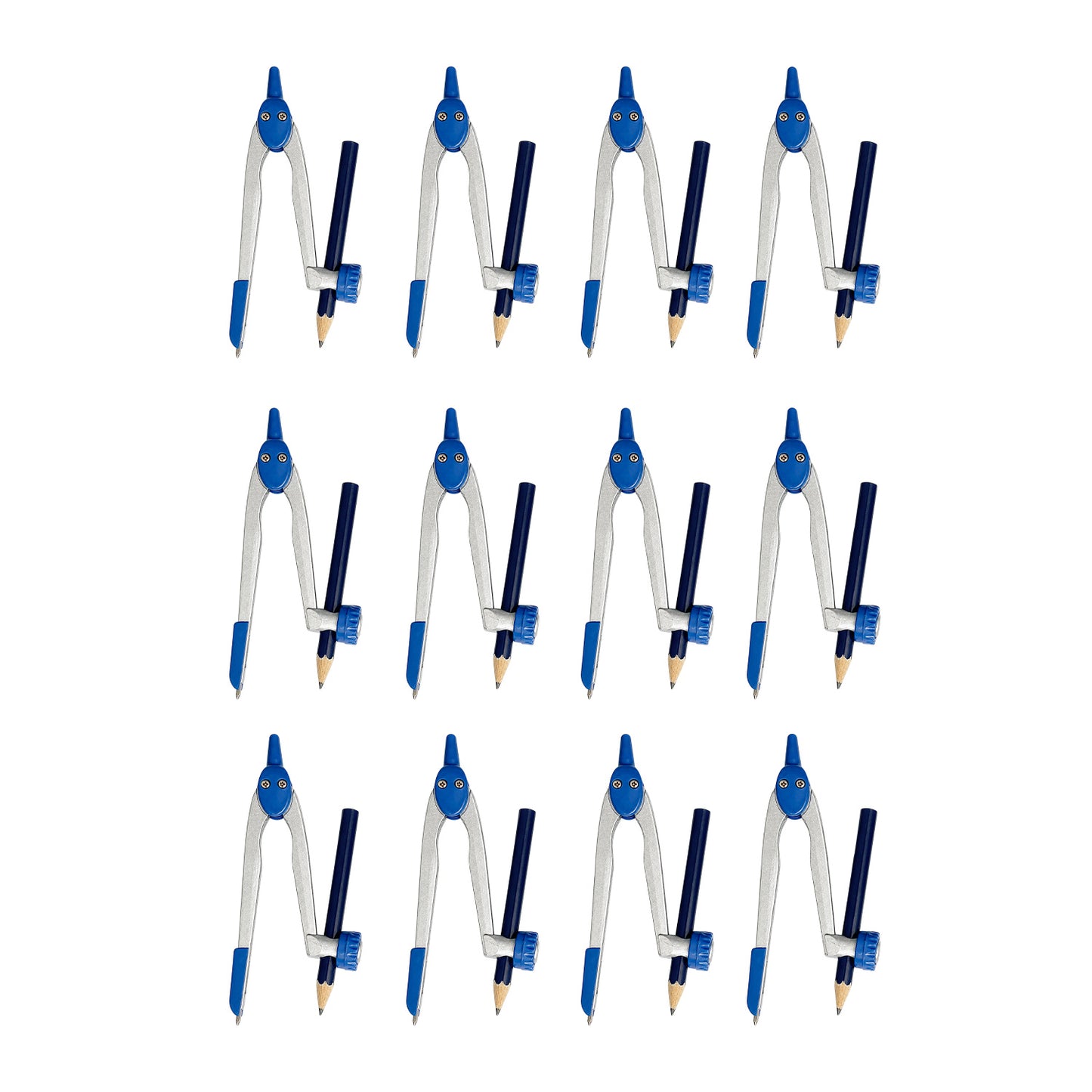 12 x Metal Safety Slide Adjustable Compass with Pencil by Janrax