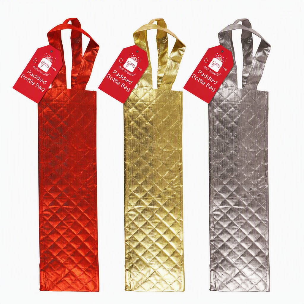 Pack of 12 Padded Bottle Christmas Gift Bags