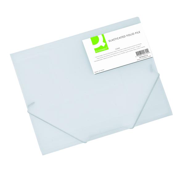 Q-Connect Elasticated Folder 3 Flap A4 Clear