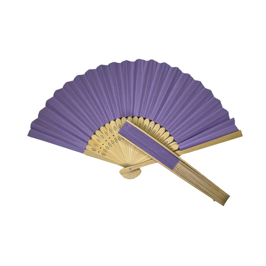 Pack of 500 Light Purple Paper Foldable Hand Held Bamboo Wooden Fans by Parev