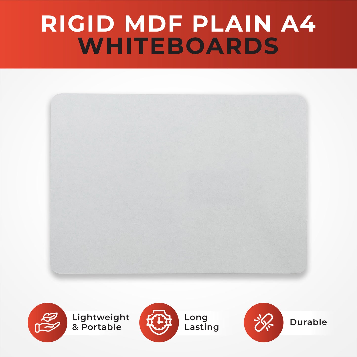 Pack of 30 Rigid MDF Plain A4 Whiteboards