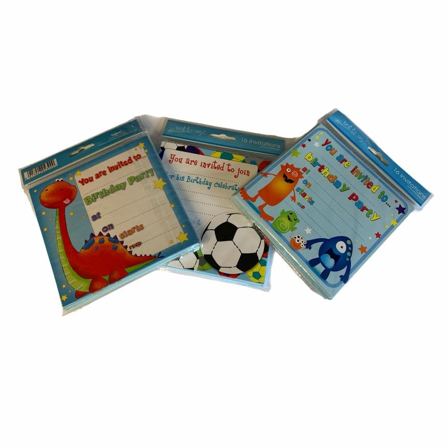 Pack of 16 Children's Party Invitations with Envelopes