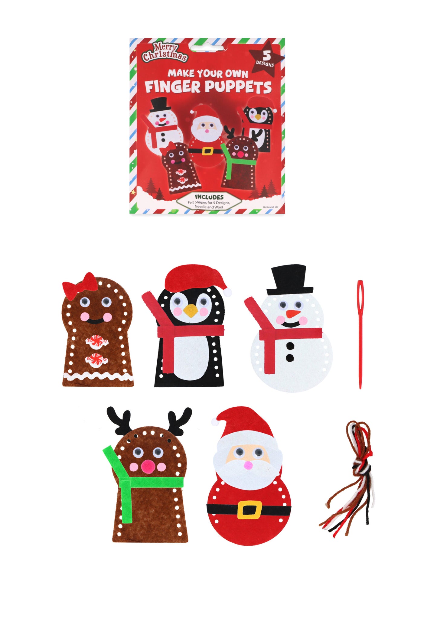 Pack of 6 Christmas Make Your Own Finger Puppets Craft Sets