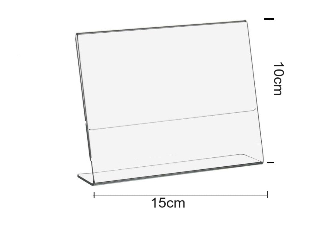 A6 Horizontal Design L-Shape Transparent Acrylic Label Sign Holder
