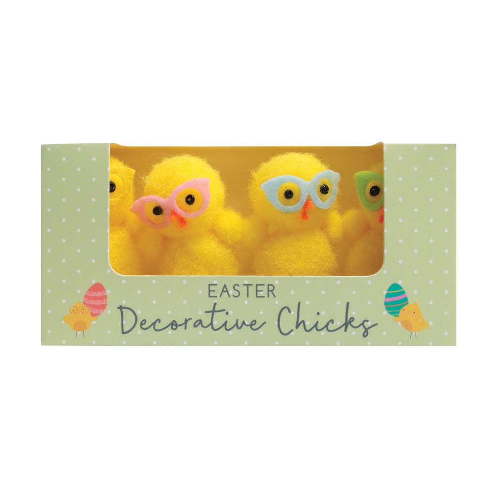 Pack of 4 Assorted Funky Easter Chicks Decoration