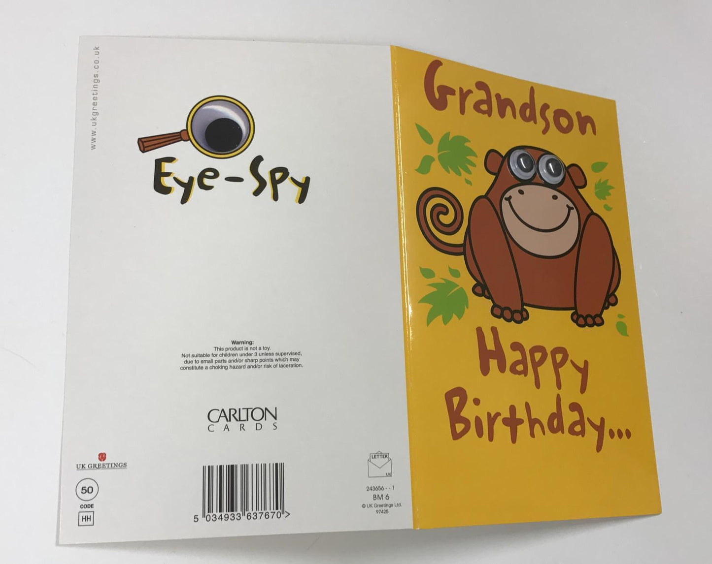 Cheeky Monkey Grandson Birthday Card