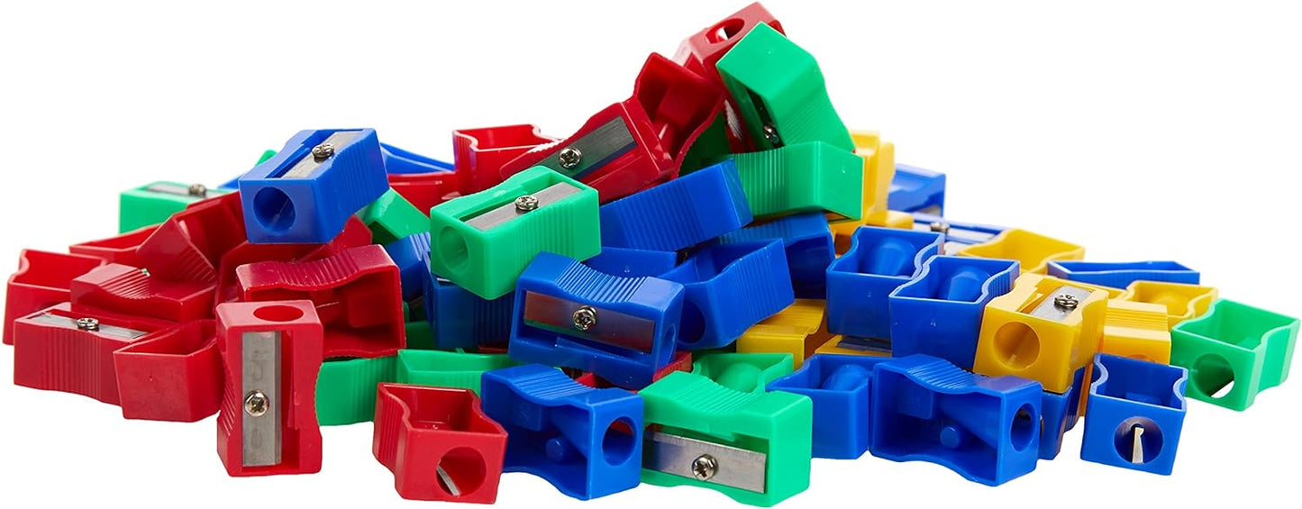 Pack of 100 Assorted Plastic Pencil Sharpeners