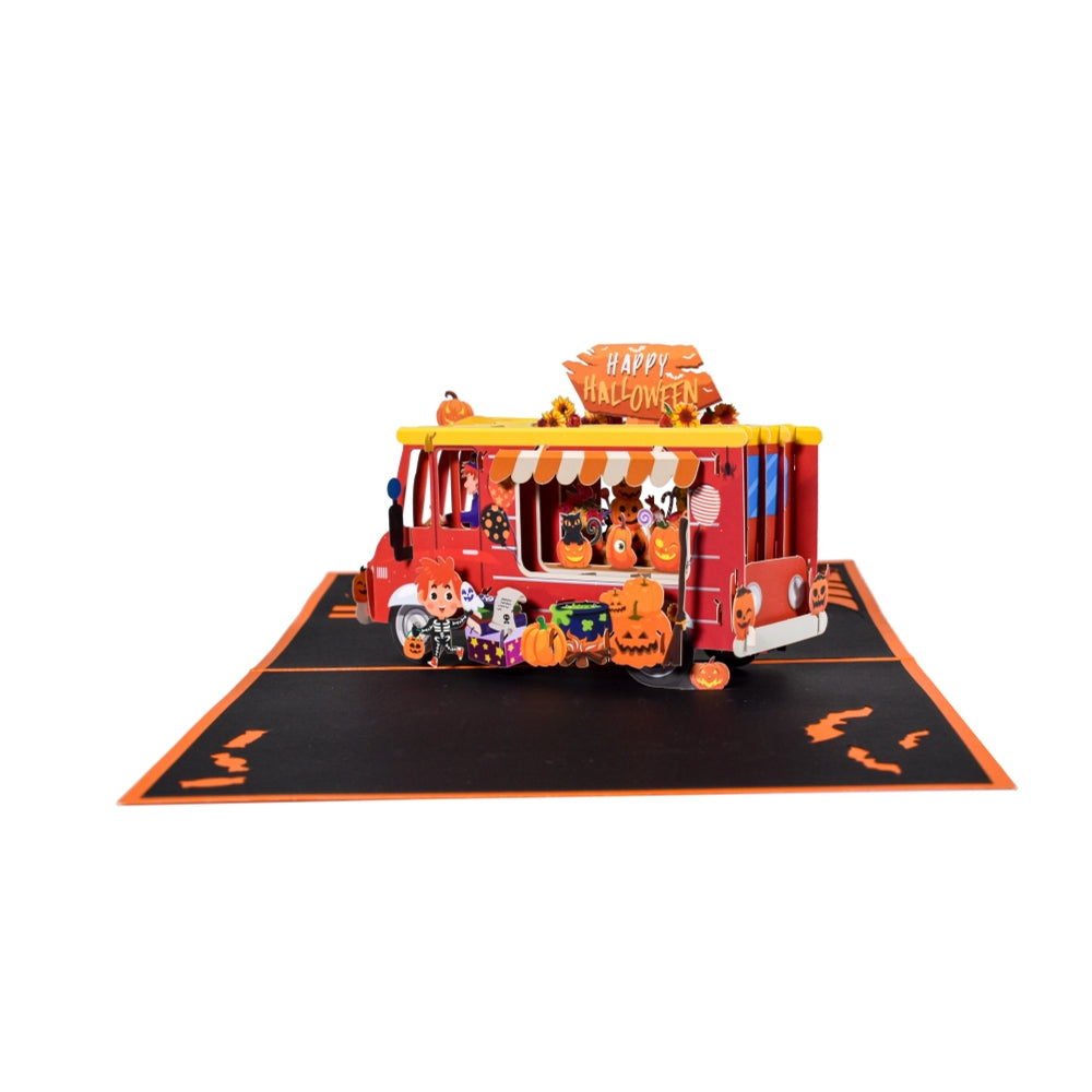 Trick-or-Treat Tour Scene 3D Pop Up Halloween Card
