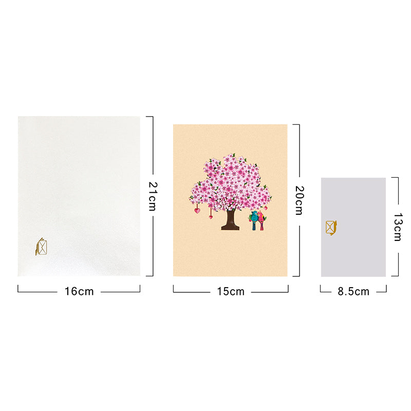 Lovebirds in Romantic Tree Scene Pop Up Card