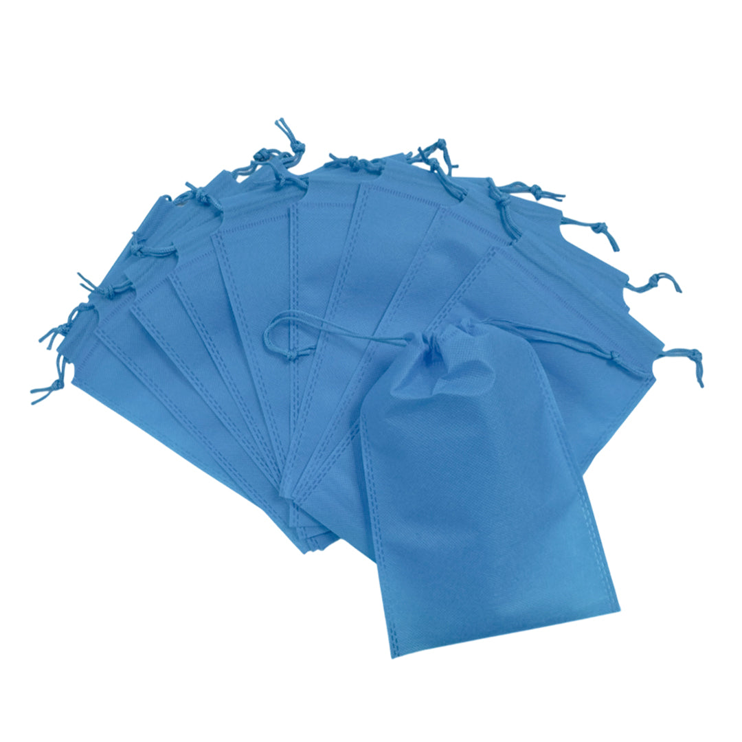 Pack of 100 Light Blue Coloured 27x20cm Non-Woven Drawstring Bags