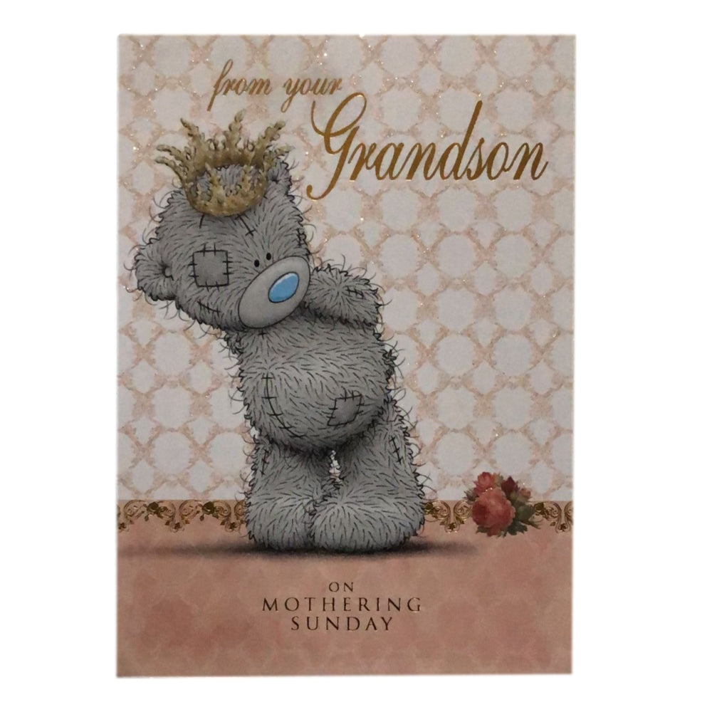 From Your Grandson Teddy With a Crown Design Mother's Day Card