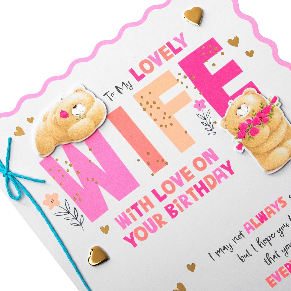 Cute Forever Friends & Hearts Design Wife Birthday Card
