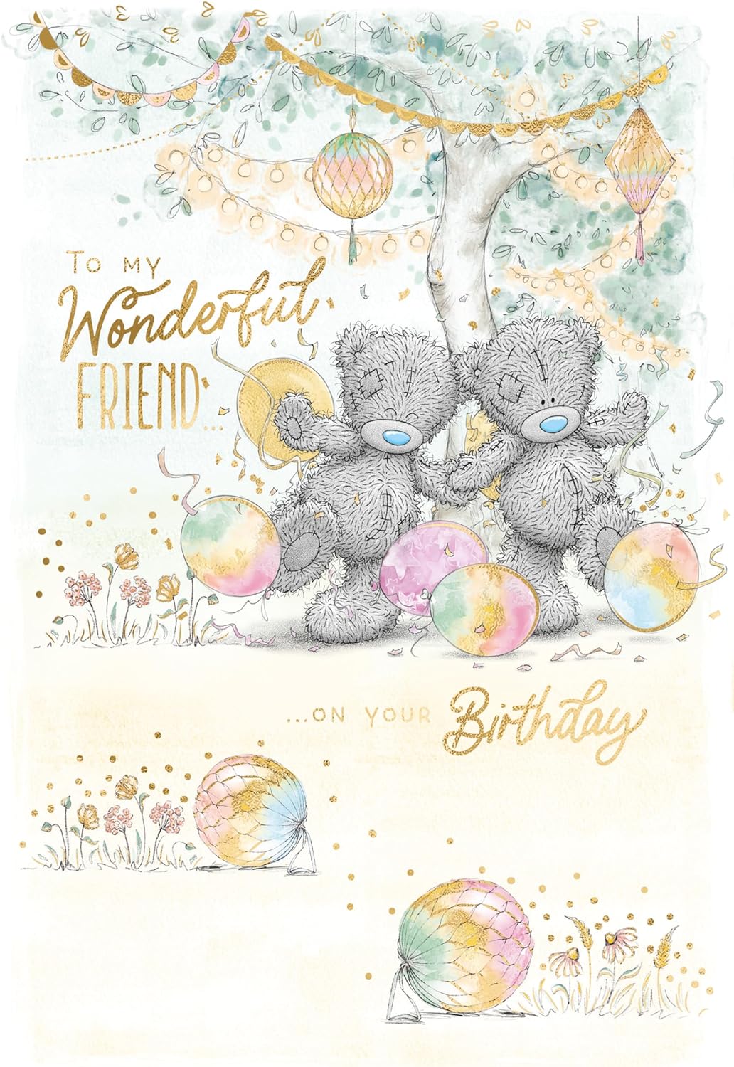Bears Amongst Lanterns Wonderful Friend Birthday Card