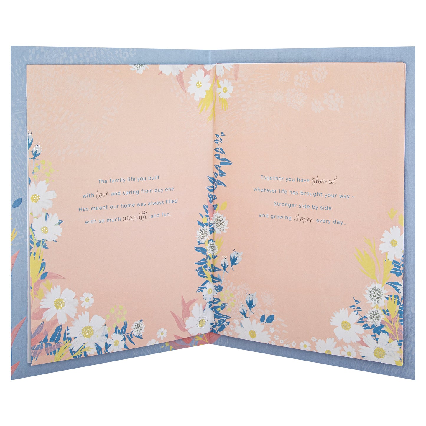 Blue Florals Design & Heartfelt Verse Mum & Dad Large Anniversary Card
