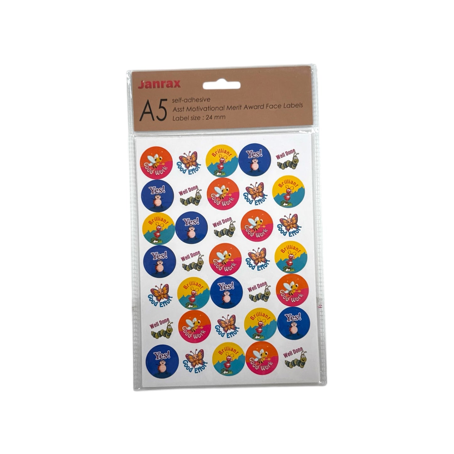 Pack of 2520 Motivational Assorted Merit Award Face 24mm Self-Adhesive Labels