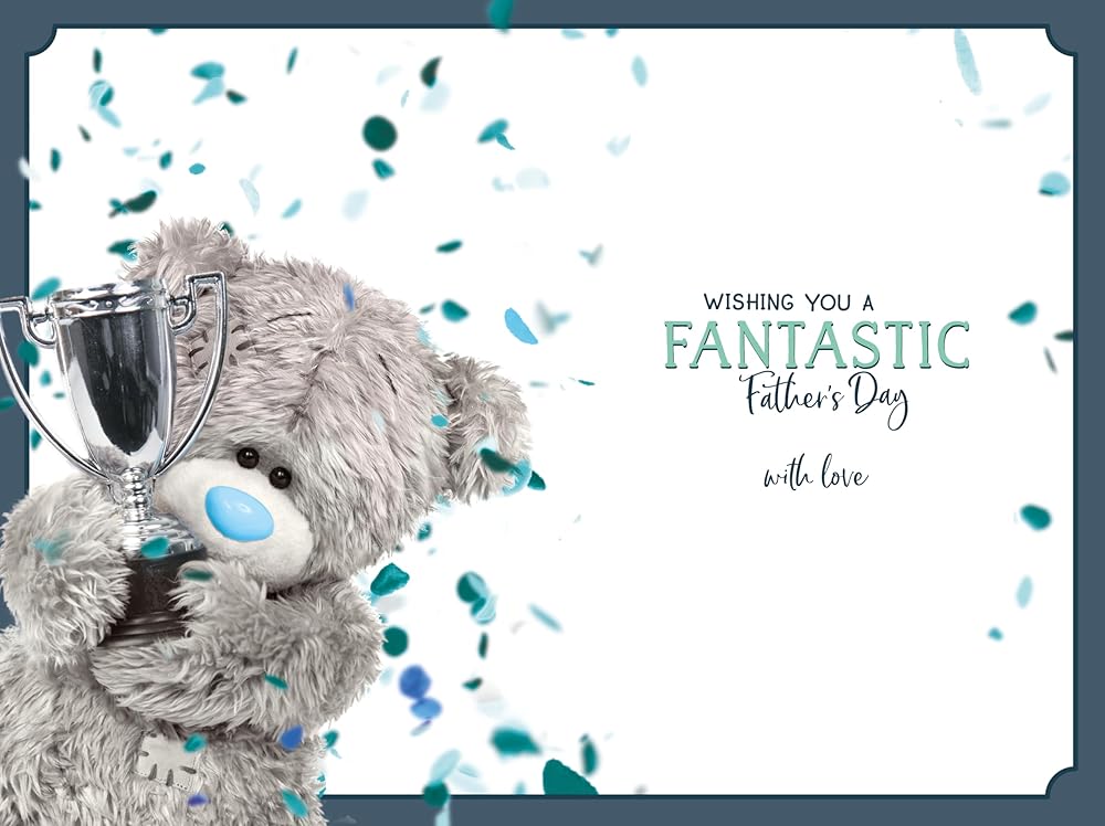 Bear With Trophy Best Dad 3D Father's Day Card